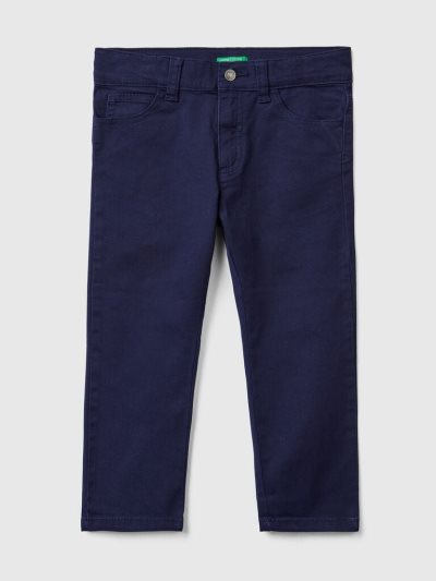 Dark Blue Kids' Benetton Five-pocket Slim Fit Trousers | AU185088