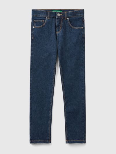 Dark Blue Kids' Benetton Five-pocket Slim Fit Jeans | AU540560