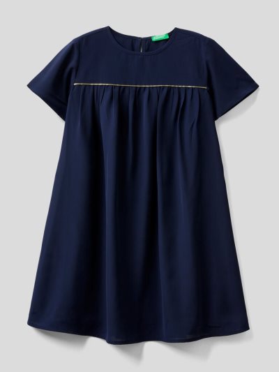 Dark Blue Kids' Benetton Lightweight Lurex Detail Dress | AU737948