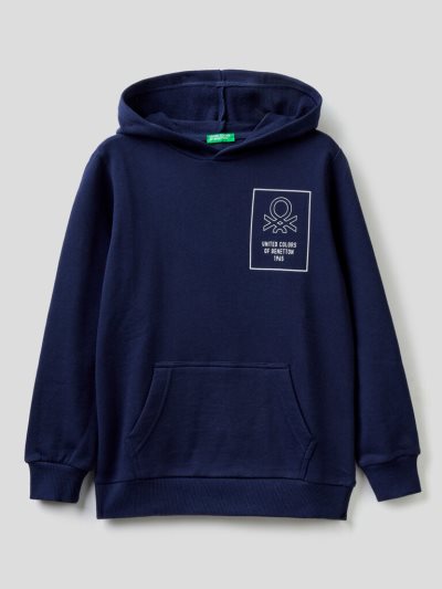 Dark Blue Kids' Benetton Logo Hoodie | AU694717