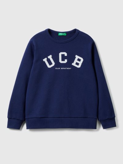 Dark Blue Kids' Benetton Logo Print Sweatshirt | AU493545