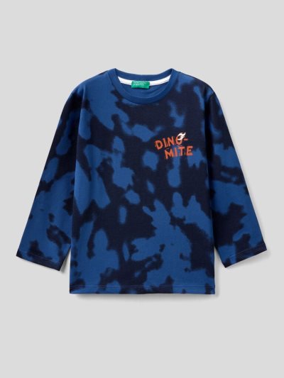 Dark Blue Kids' Benetton Long Sleeve Tie-dye T Shirts | AU465237