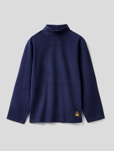 Dark Blue Kids' Benetton Long Sleeve Turtle Neck T Shirts | AU629635