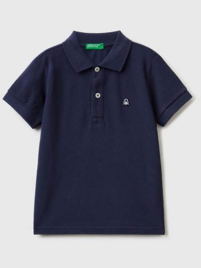 Dark Blue Kids' Benetton Organic Cotton Short Sleeve Polo Shirts | AU497037