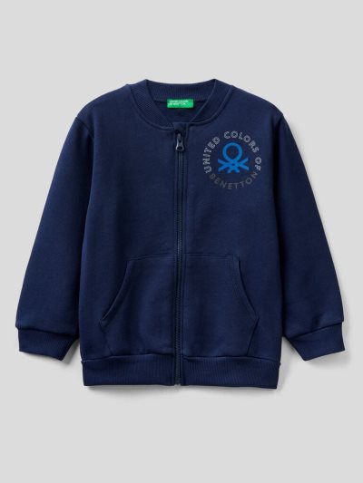 Dark Blue Kids' Benetton Organic Cotton Zip Sweatshirt | AU571911