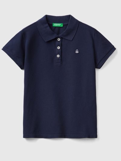 Dark Blue Kids' Benetton Organic Cotton Short Sleeve Polo Shirts | AU635573