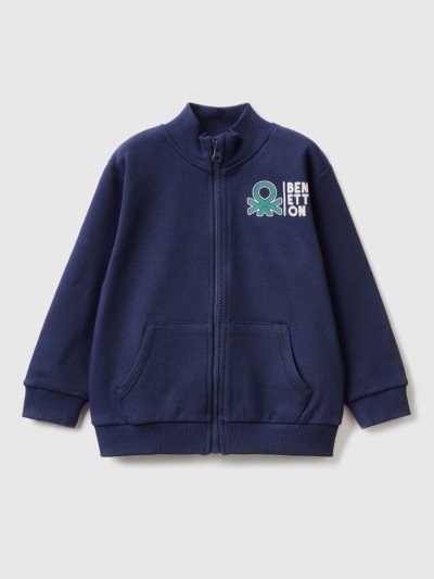 Dark Blue Kids' Benetton Organic Cotton Zip Sweatshirt | AU908892