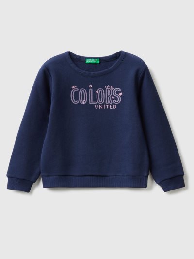 Dark Blue Kids' Benetton Organic Cotton Glittery Print Sweatshirt | AU915180