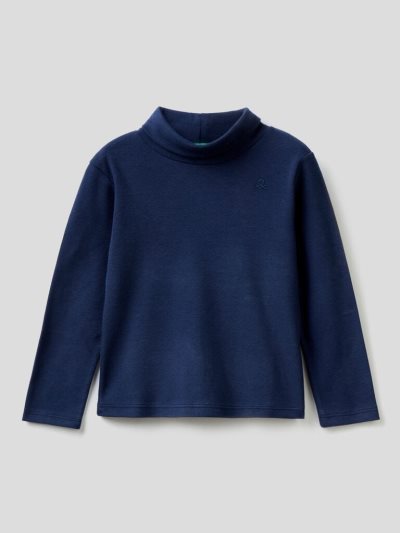 Dark Blue Kids' Benetton Organic Cotton Turtleneck Long Sleeve T-shirts | AU982003