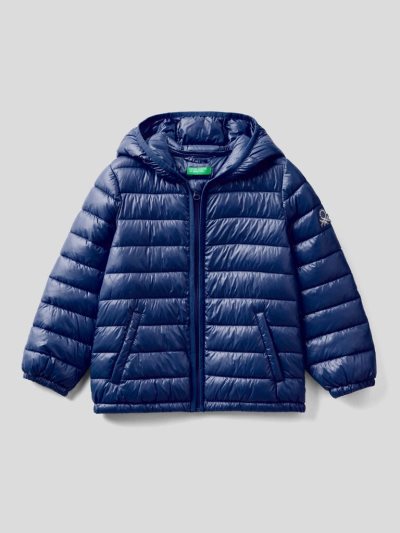 Dark Blue Kids' Benetton Padded Hood Jackets | AU750633