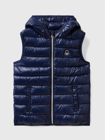 Dark Blue Kids' Benetton Padded Hood Puffer Jackets | AU035684