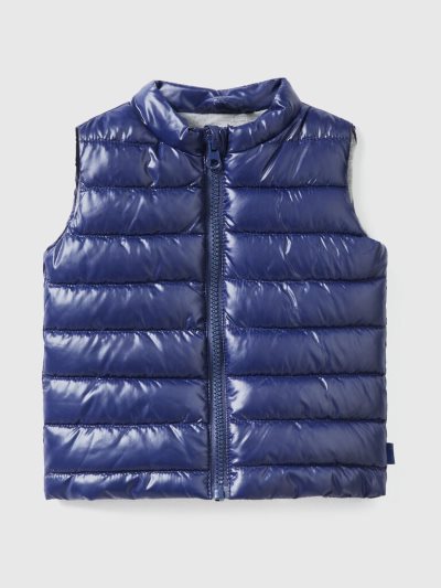 Dark Blue Kids' Benetton Padded Technical Fabric Vest | AU447569