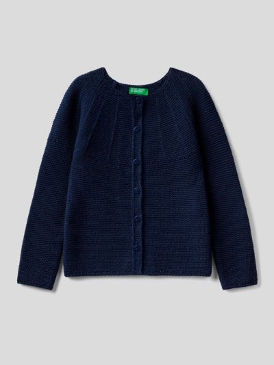 Dark Blue Kids' Benetton Perforated Details Cardigan | AU196014