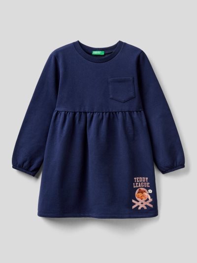 Dark Blue Kids' Benetton Photo Print Dress | AU695126