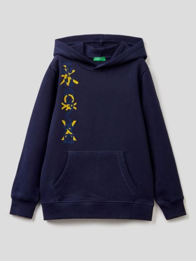 Dark Blue Kids' Benetton Printed Hoodie | AU443879