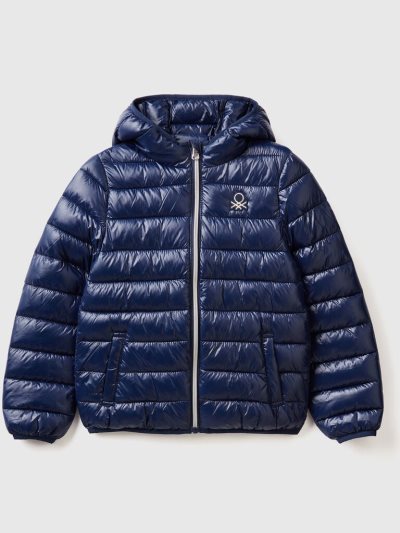 Dark Blue Kids' Benetton Puffer Hood Light Jackets | AU444058