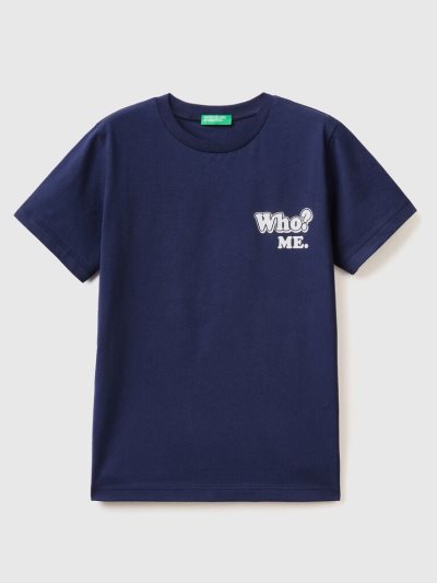 Dark Blue Kids' Benetton Pure Cotton Print Short Sleeve T-shirts | AU845664