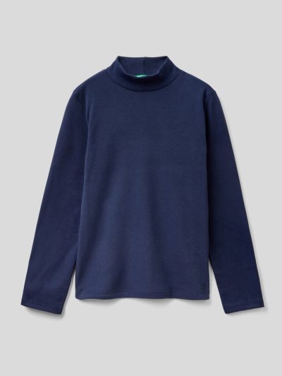 Dark Blue Kids' Benetton Pure Organic Cotton Long Sleeve T-shirts | AU496412