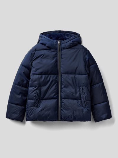 Dark Blue Kids' Benetton Rain Defender Hood Padded Jackets | AU291894