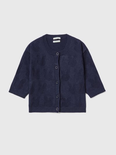 Dark Blue Kids' Benetton Recycled Cotton Blend Cardigan | AU499255