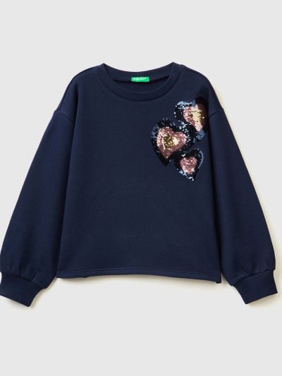 Dark Blue Kids' Benetton Reversible Sequins Sweatshirt | AU971619