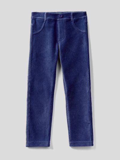 Dark Blue Kids' Benetton Ribbed Chenille Trousers | AU332231