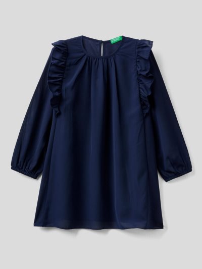 Dark Blue Kids' Benetton Rouches Dress | AU478758