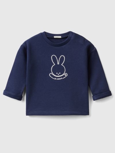 Dark Blue Kids' Benetton Soft Organic Cotton Print Sweatshirt | AU261839