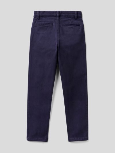 Dark Blue Kids' Benetton Stretch Cotton Slim Fit Chinos | AU341859