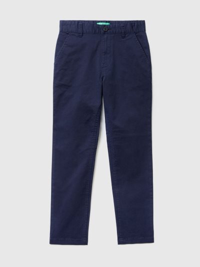 Dark Blue Kids' Benetton Stretch Cotton Slim Fit Chinos | AU625211