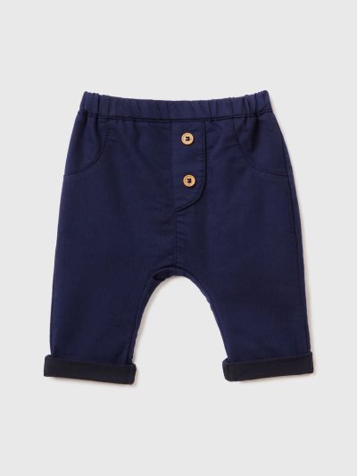 Dark Blue Kids' Benetton Stretch Cotton Blend Trousers | AU774359