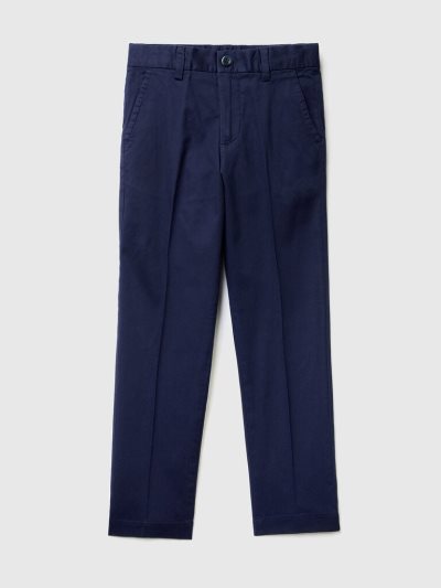 Dark Blue Kids' Benetton Stretch Cotton Slim Fit Chinos | AU842219