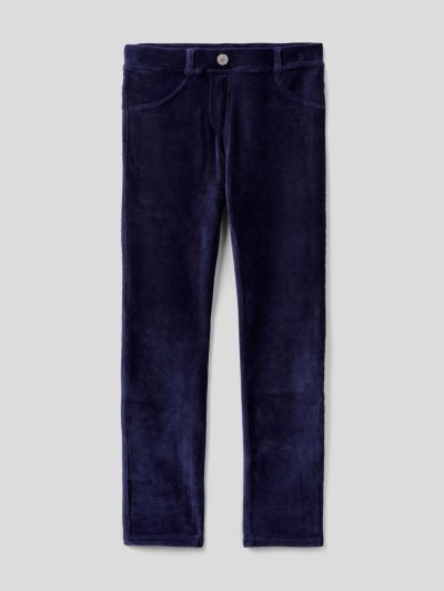 Dark Blue Kids' Benetton Super Skinny Chenille Trousers | AU700170