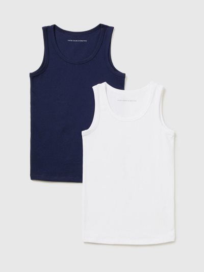 Dark Blue Kids' Benetton Two Stretch Cotton Tanks | AU047940