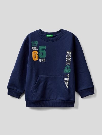 Dark Blue Kids' Benetton Warm Kangaroo Pocket Sweatshirt | AU232550