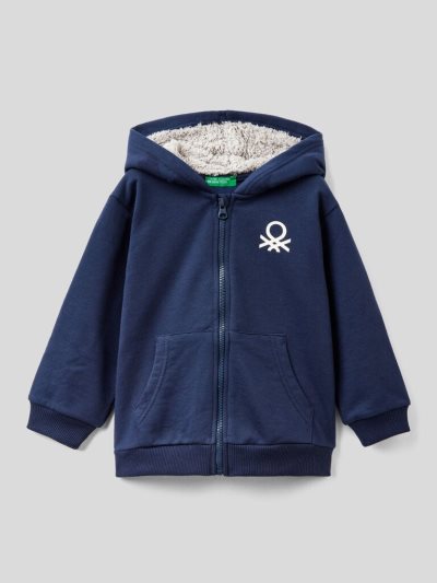 Dark Blue Kids' Benetton Warm Lined Hood Hoodie | AU538977