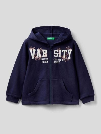 Dark Blue Kids' Benetton Warm Print Hoodie | AU221329