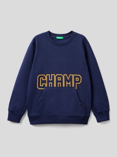 Dark Blue Kids' Benetton Warm Print Sweatshirt | AU623443