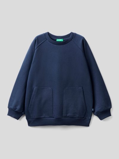 Dark Blue Kids' Benetton Warm Raglan Sleeves Sweatshirt | AU468688