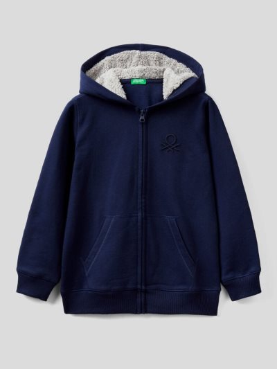 Dark Blue Kids' Benetton Warm Zip Hoodie | AU204964