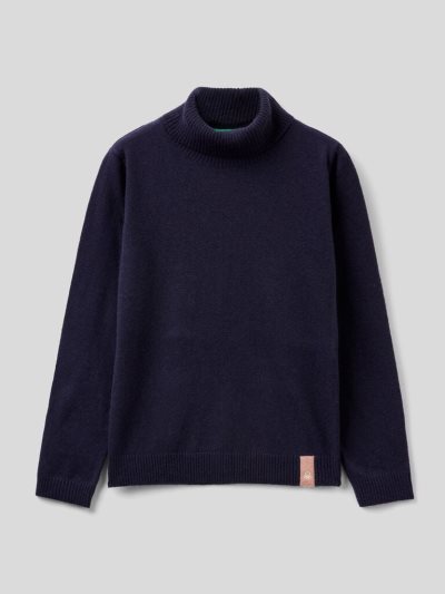 Dark Blue Kids' Benetton Wool Blend Turtleneck Sweaters | AU419893