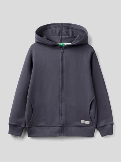 Dark Blue Kids' Benetton Zip Organic Cotton Hoodie | AU682428