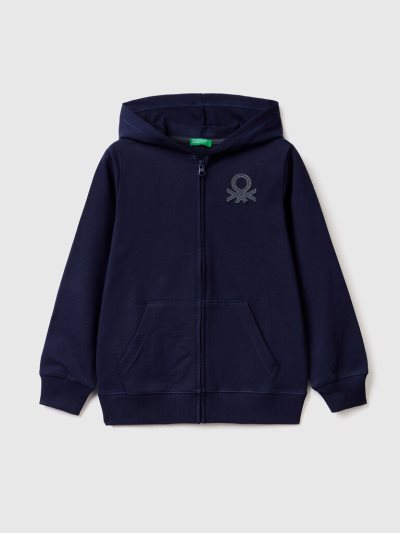 Dark Blue Kids' Benetton Zip-up Hoodie | AU649160