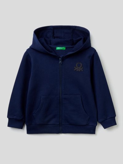 Dark Blue Kids' Benetton Zip-up Organic Cotton Hoodie | AU702863