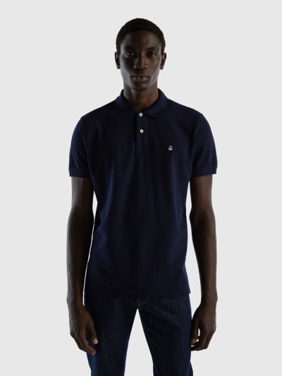 Dark Blue Men's Benetton Regular Fit Short Sleeve Polos | AU866906