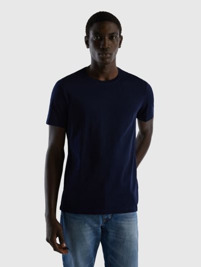 Dark Blue Men's Benetton Short Sleeve T Shirts | AU594029