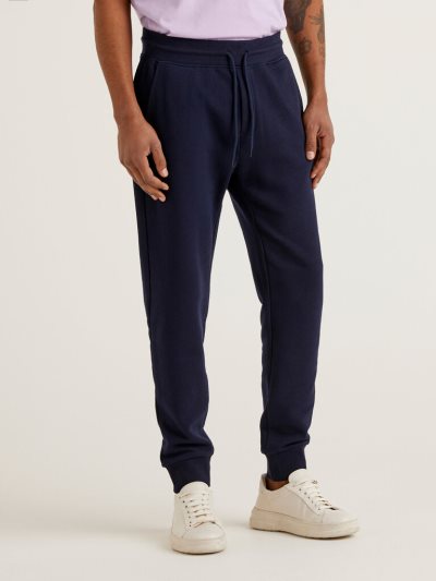 Dark Blue Men's Benetton Sweat 100% Cotton Joggers | AU874584