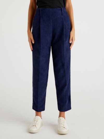 Dark Blue Women's Benetton Corduroy Trousers | AU366459