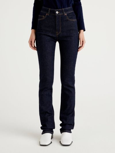 Dark Blue Women's Benetton Five-pocket Bootcut Jeans | AU993137