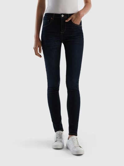 Dark Blue Women's Benetton Push Up Skinny Fit Jeans | AU524587